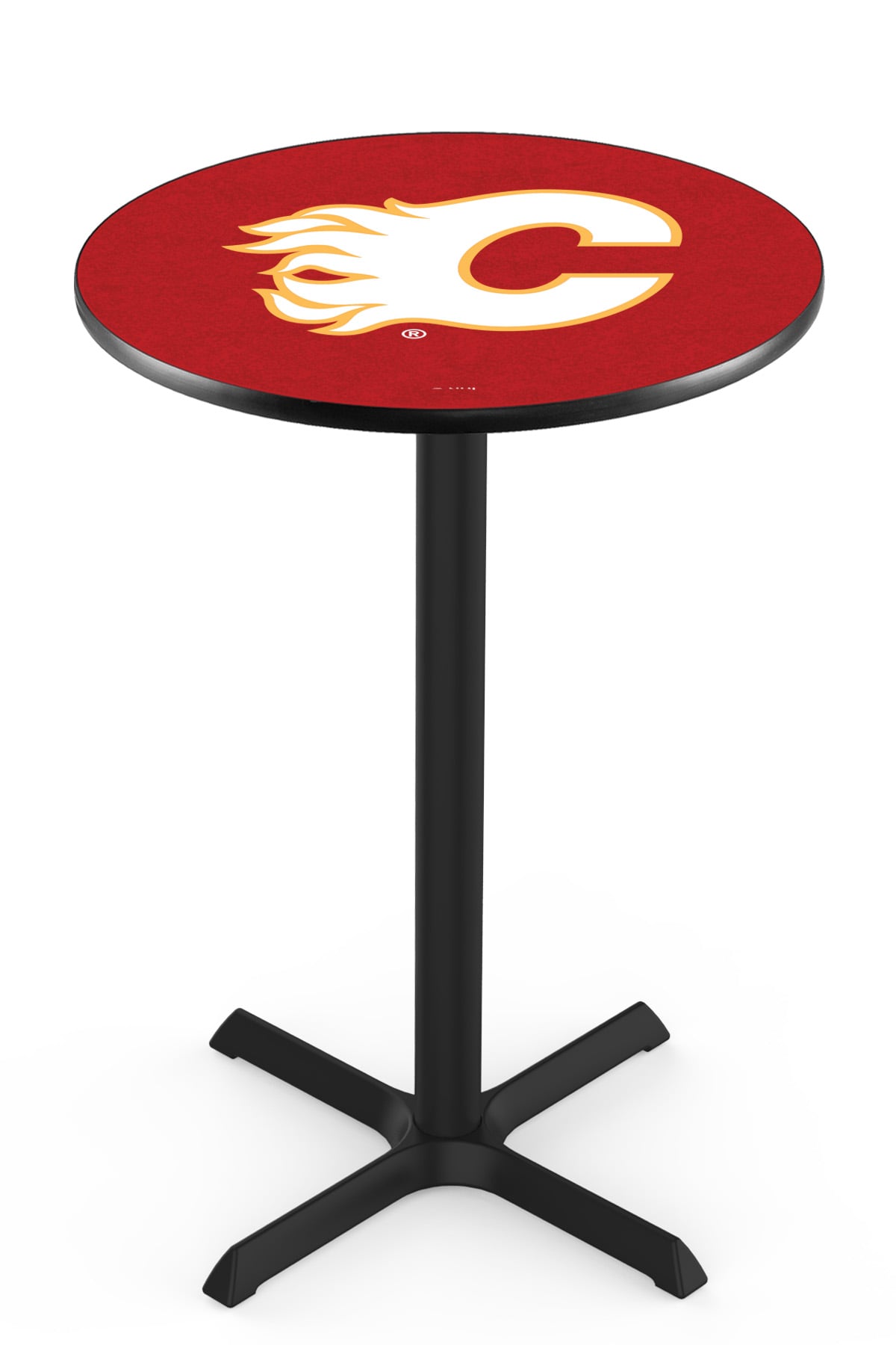 L211 Calgary Flames 36" Tall - 36" Top Pub Table with Black Wrinkle Finish