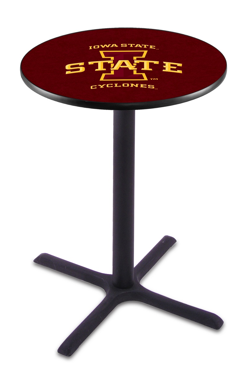 L211 Iowa State University 36" Tall - 36" Top Pub Table with Black Wrinkle Finish