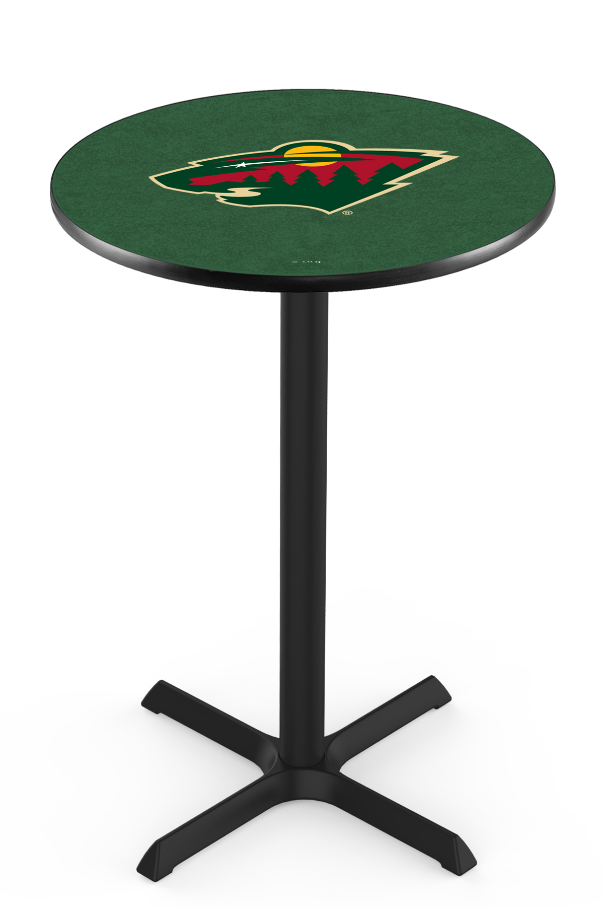 L211 Minnesota Wild 36" Tall - 36" Top Pub Table with Black Wrinkle Finish