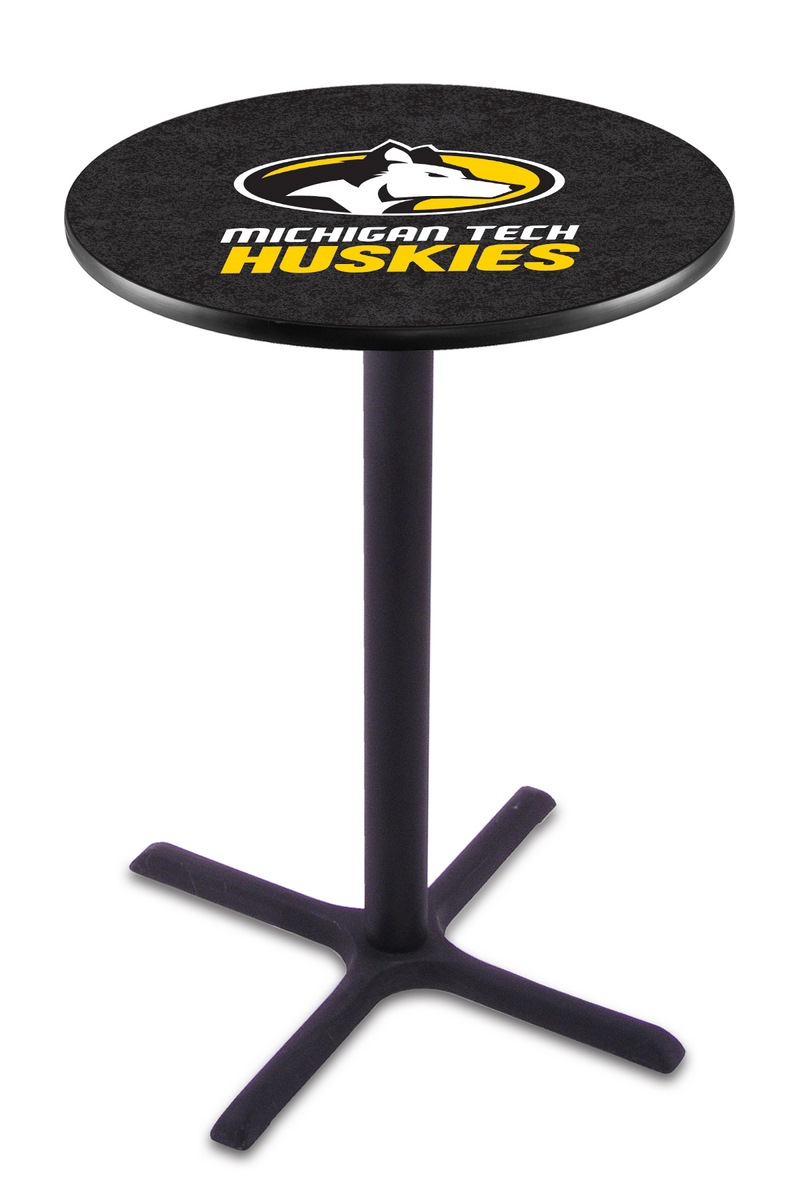 L211 Michigan Tech University 36" Tall - 36" Top Pub Table with Black Wrinkle Finish