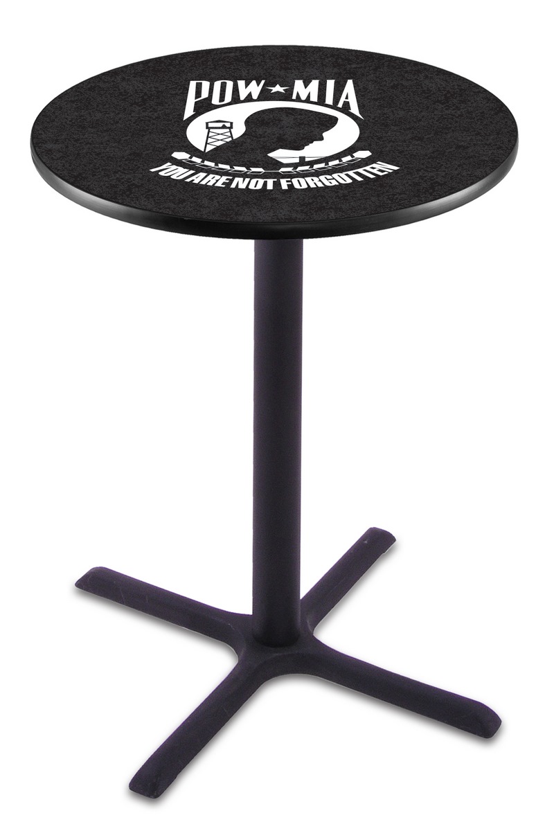 L211 POW/MIA 36" Tall - 36" Top Pub Table with Black Wrinkle Finish