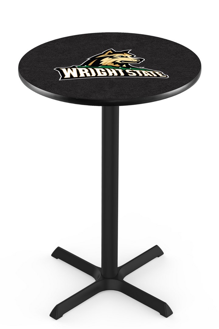 L211 Wright State University 36" Tall - 36" Top Pub Table with Black Wrinkle Finish
