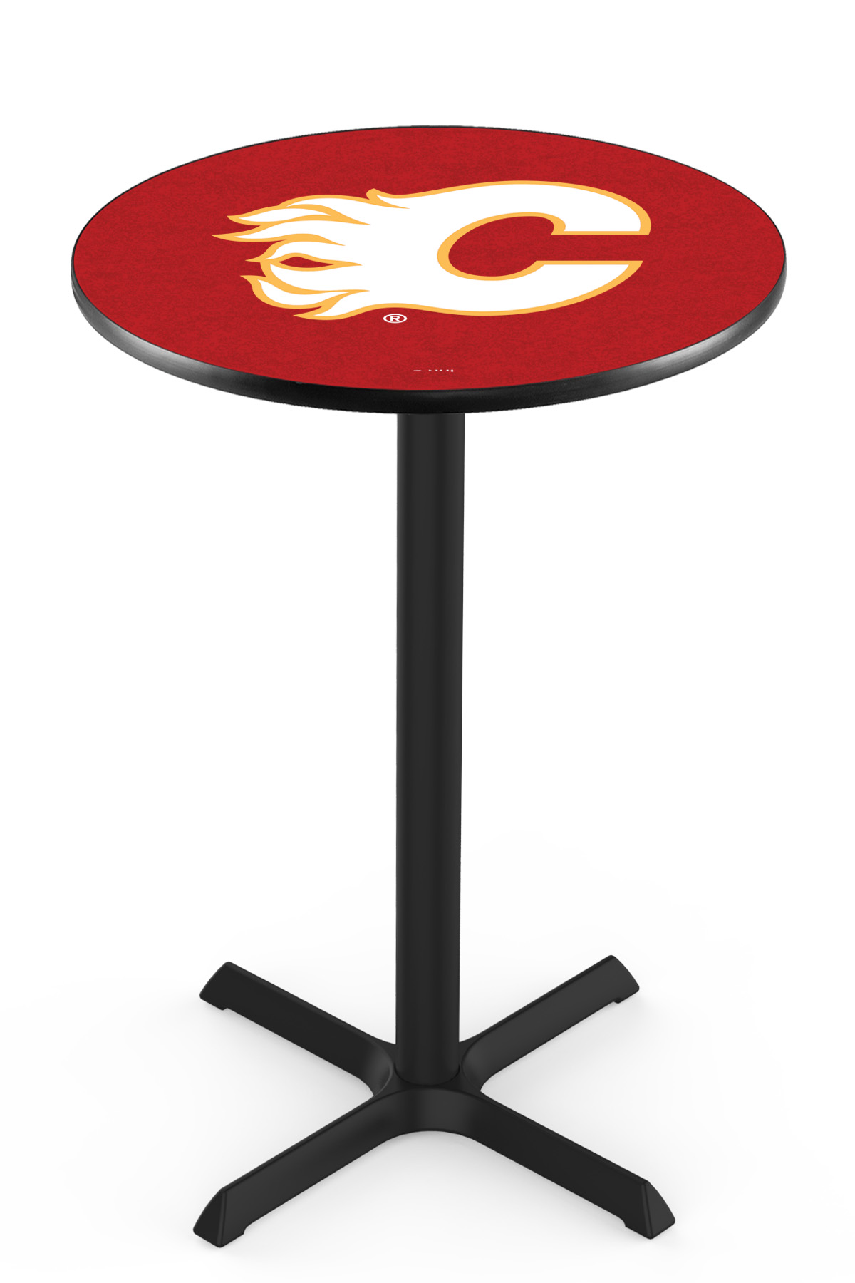 L211 Calgary Flames 42" Tall - 36" Top Pub Table with Black Wrinkle Finish
