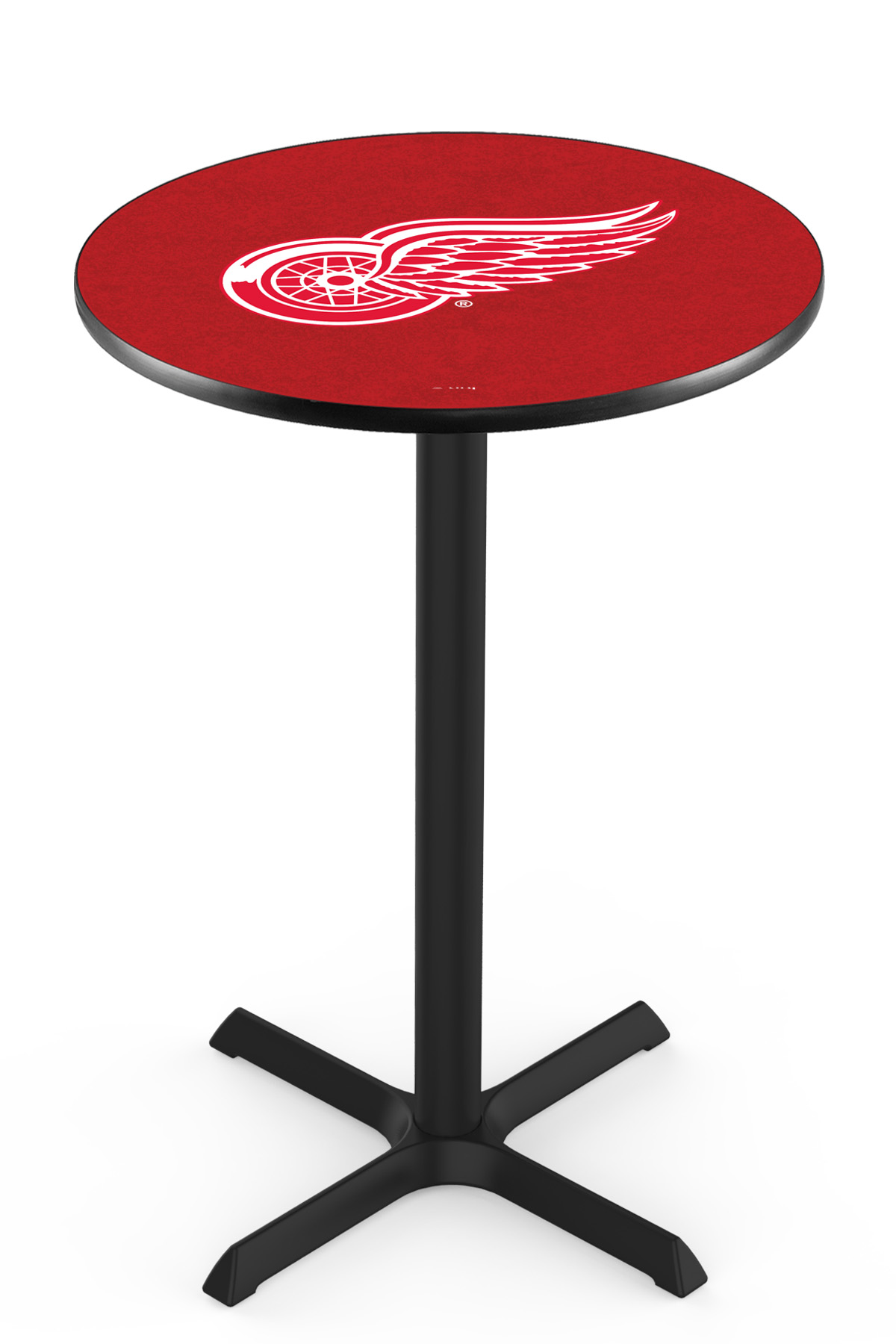 L211 Detroit Red Wings 42" Tall - 36" Top Pub Table with Black Wrinkle Finish