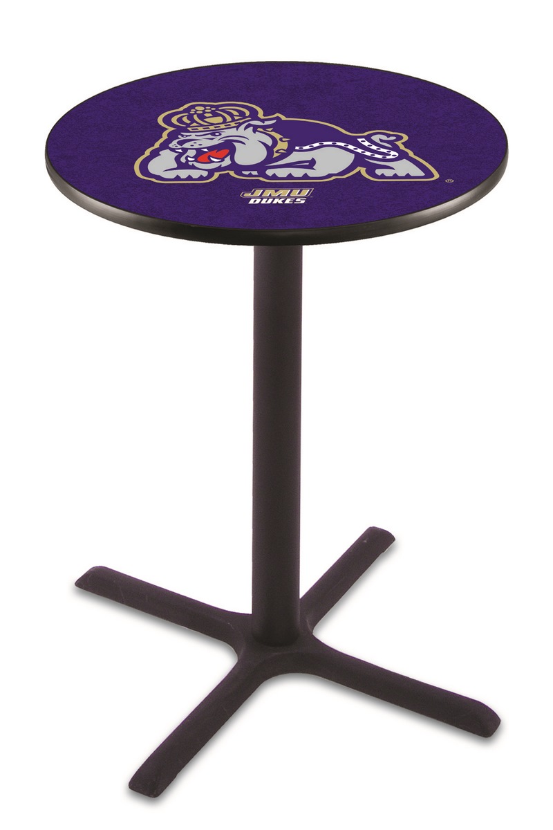 L211 James Madison University 42" Tall - 36" Top Pub Table with Black Wrinkle Finish