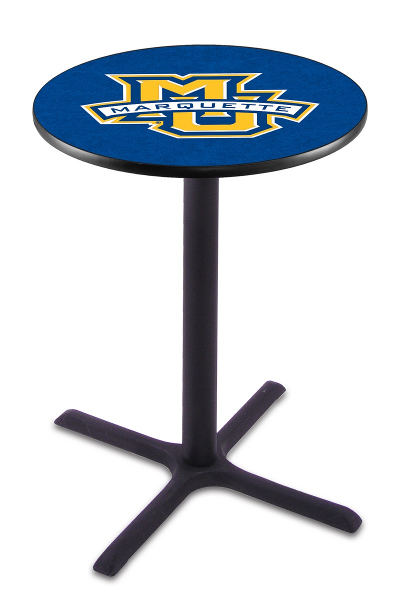 L211 Marquette University 42" Tall - 36" Top Pub Table with Black Wrinkle Finish