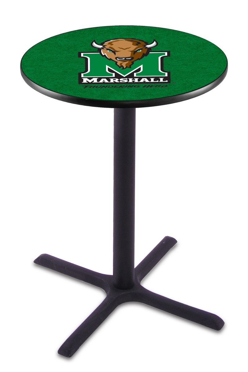 L211 Marshall University 42" Tall - 36" Top Pub Table with Black Wrinkle Finish