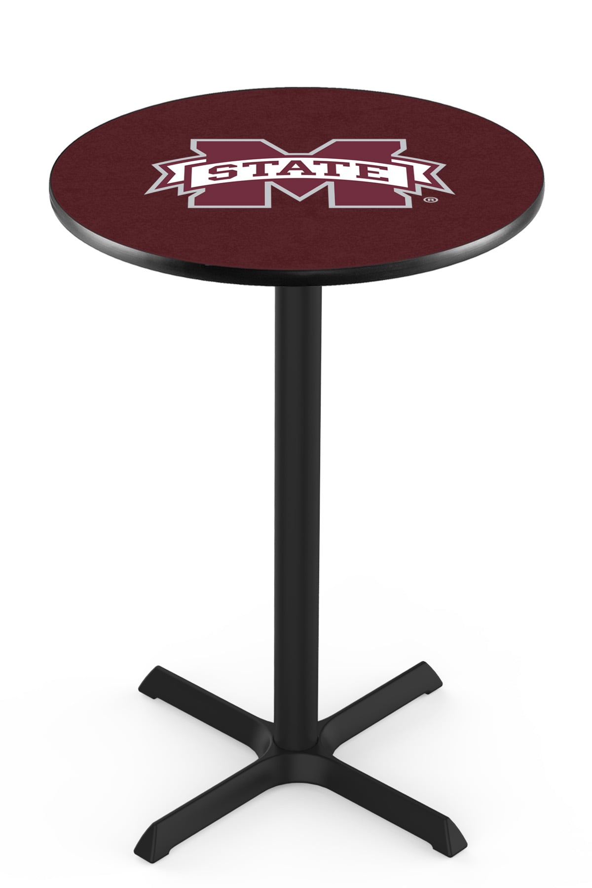 L211 Mississippi State University 42" Tall - 36" Top Pub Table with Black Wrinkle Finish