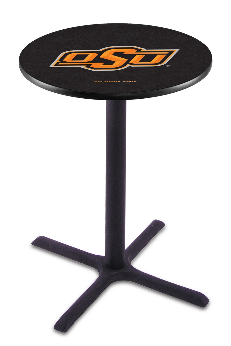 L211 Oklahoma State University 42" Tall - 36" Top Pub Table with Black Wrinkle Finish