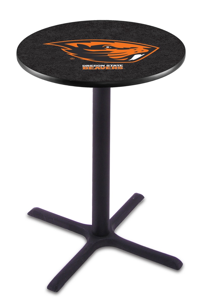 L211 Oregon State University 42" Tall - 36" Top Pub Table with Black Wrinkle Finish
