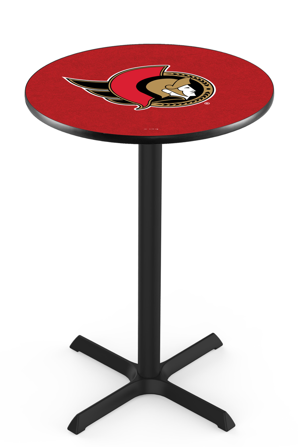 L211 Ottawa Senators 42" Tall - 36" Top Pub Table with Black Wrinkle Finish
