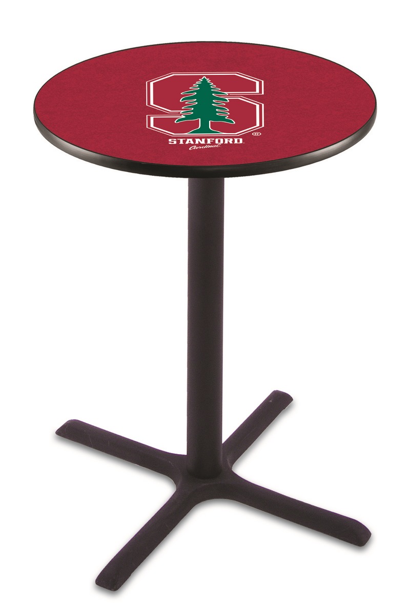 L211 Stanford University 42" Tall - 36" Top Pub Table with Black Wrinkle Finish