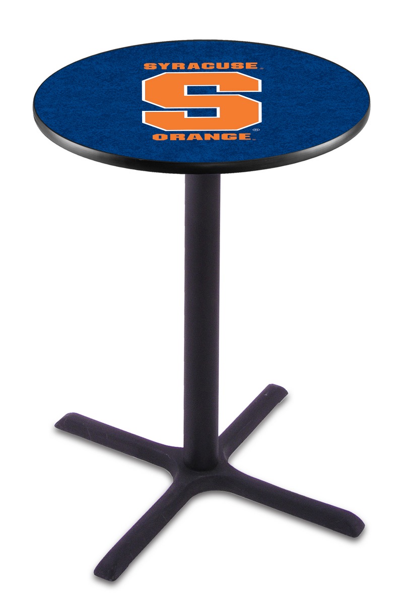 L211 Syracuse University 42" Tall - 36" Top Pub Table with Black Wrinkle Finish