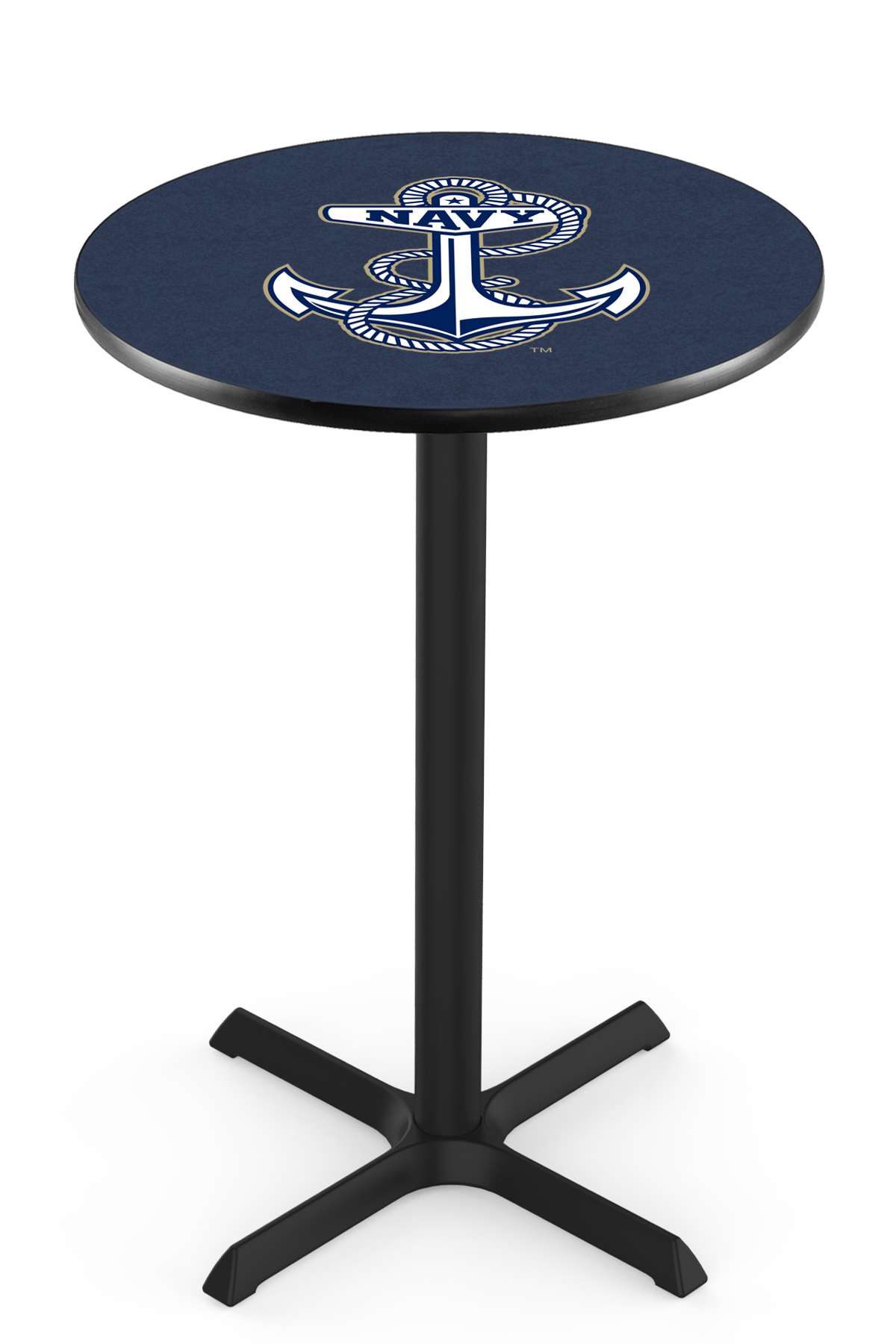 L211 US Naval Academy 42" Tall - 36" Top Pub Table with Black Wrinkle Finish