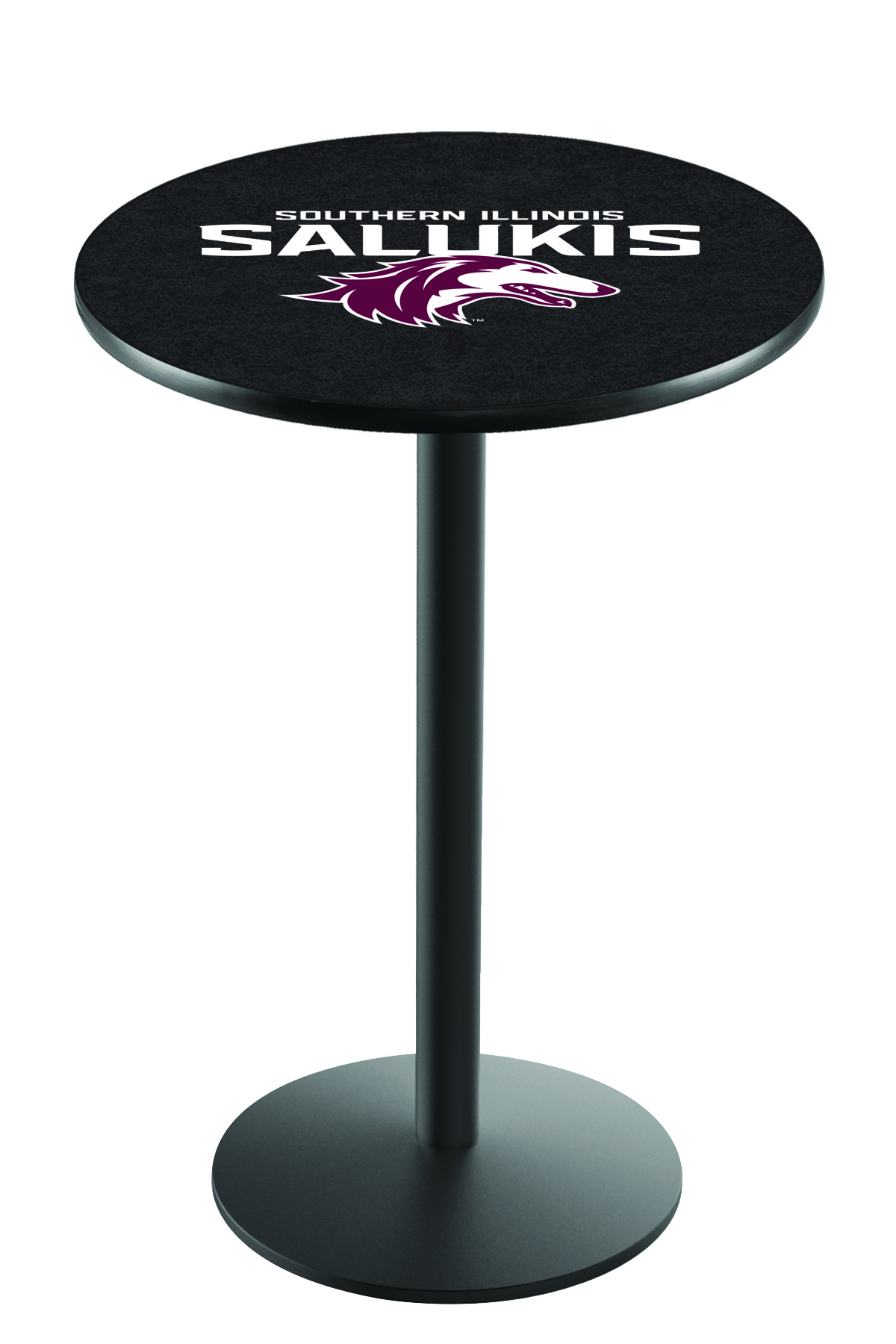 L214 Southern Illinois University 36" Tall - 30" Top Pub Table with Black Wrinkle Finish