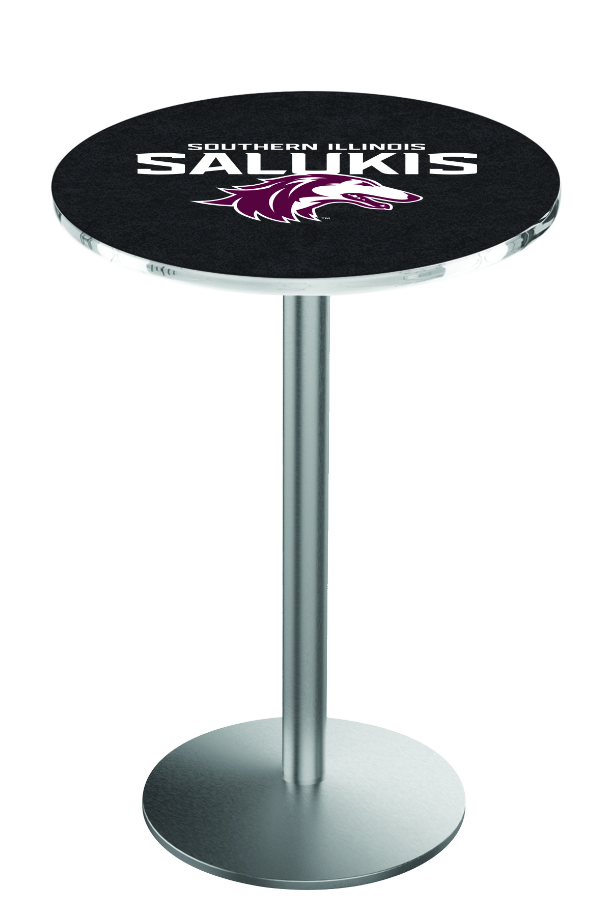 L214 Southern Illinois University 42" Tall - 30" Top Pub Table with Stainless Finish