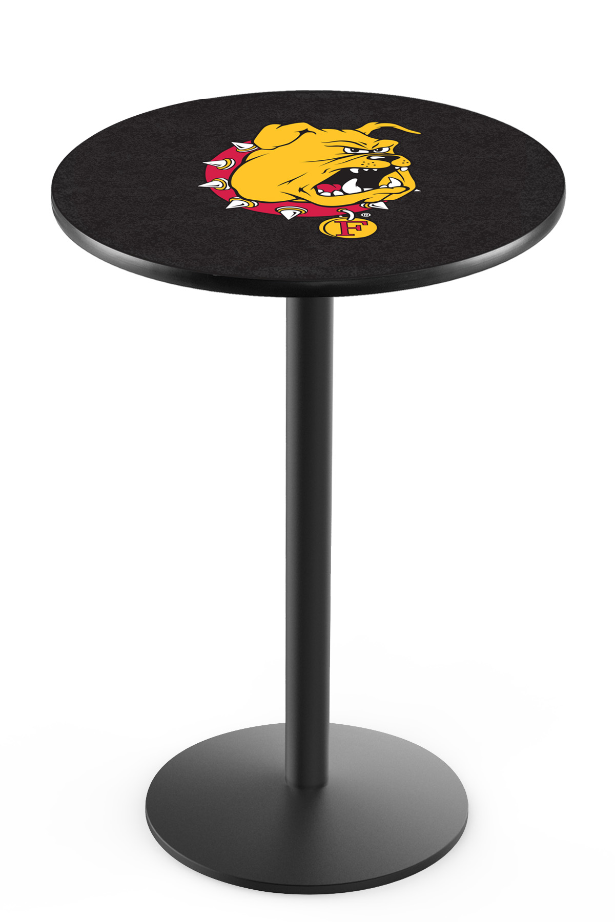 L214 Ferris State University 36" Tall - 30" Top Pub Table with Black Wrinkle Finish