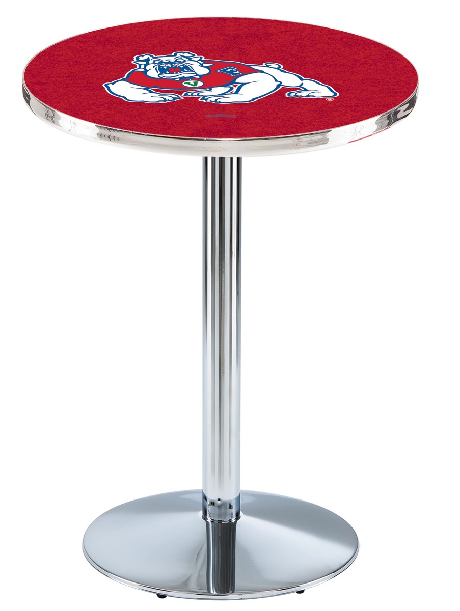 L214 Fresno State University 42" Tall - 30" Top Pub Table with Chrome Finish