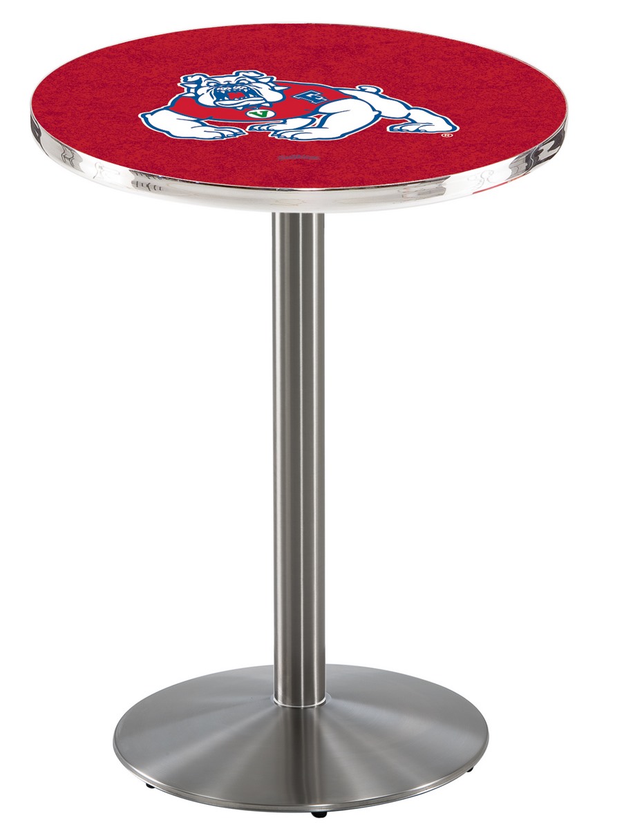L214 Fresno State University 42" Tall - 30" Top Pub Table with Stainless Finish