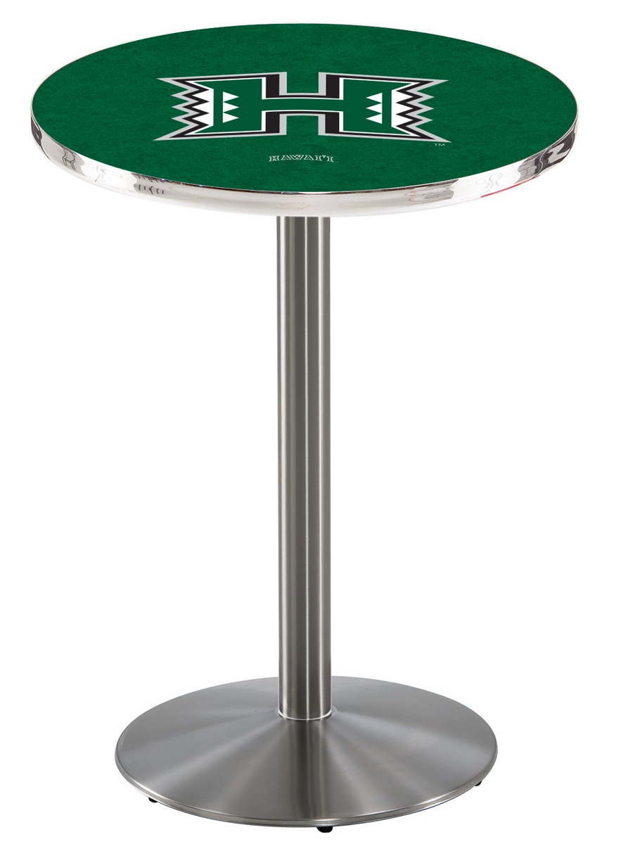 L214 University of Hawaii 42" Tall - 30" Top Pub Table with Stainless Finish