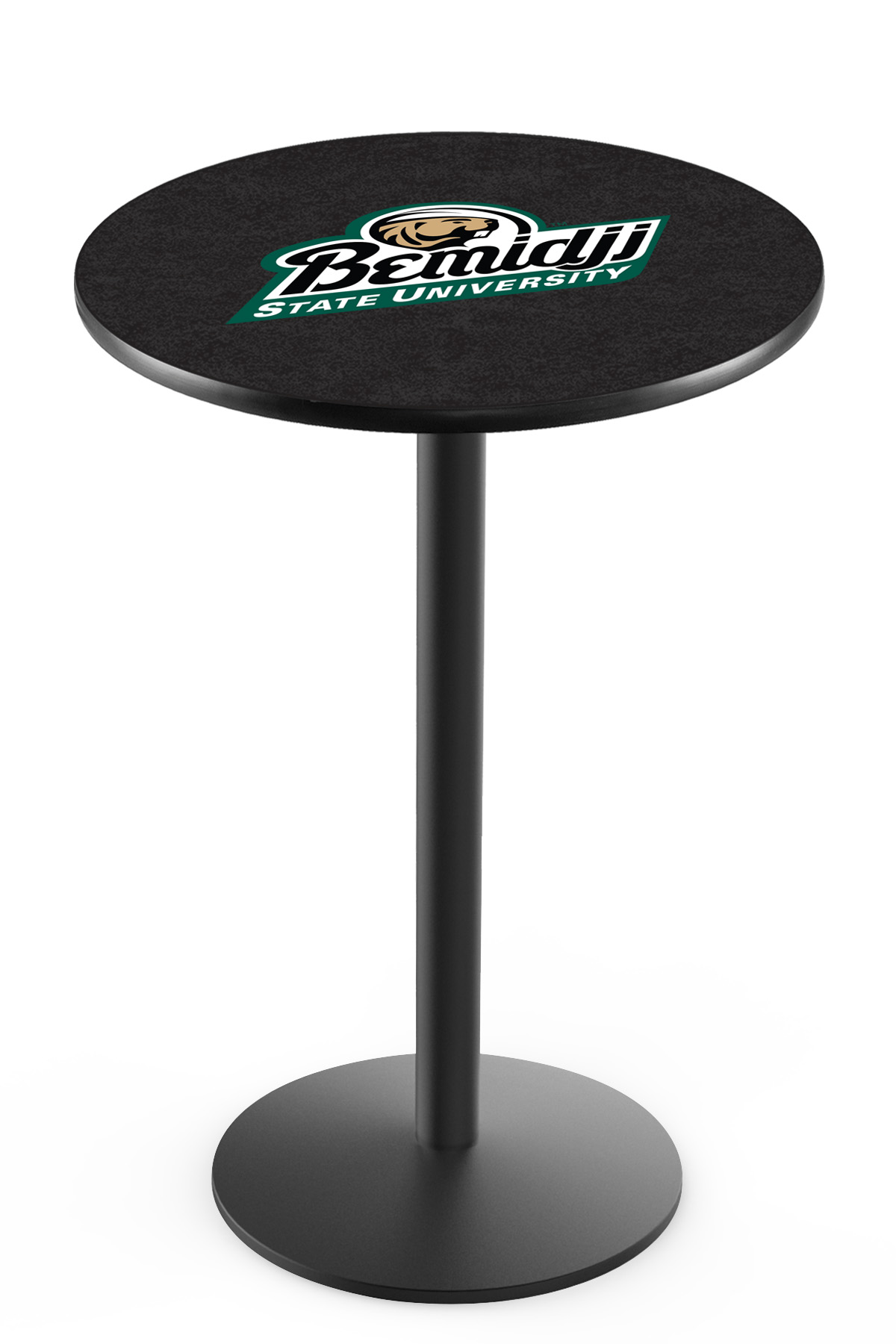 L214 Bemidji State University 36" Tall - 36" Top Pub Table with Black Wrinkle Finish