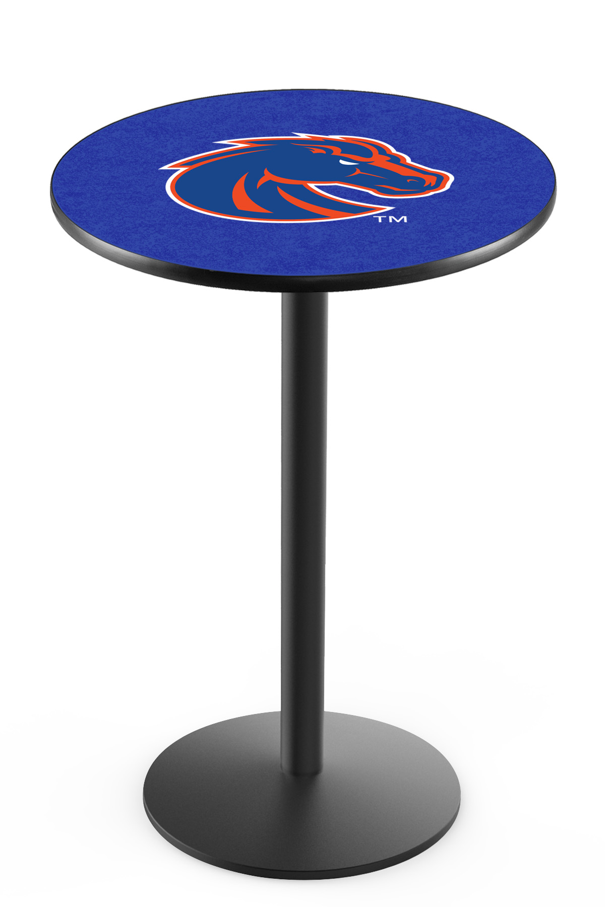 L214 Boise State University 36" Tall - 36" Top Pub Table with Black Wrinkle Finish