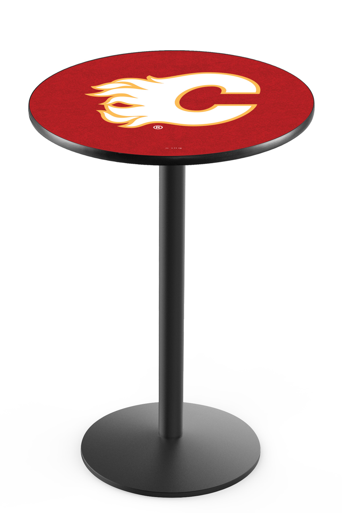 L214 Calgary Flames 36" Tall - 36" Top Pub Table with Black Wrinkle Finish