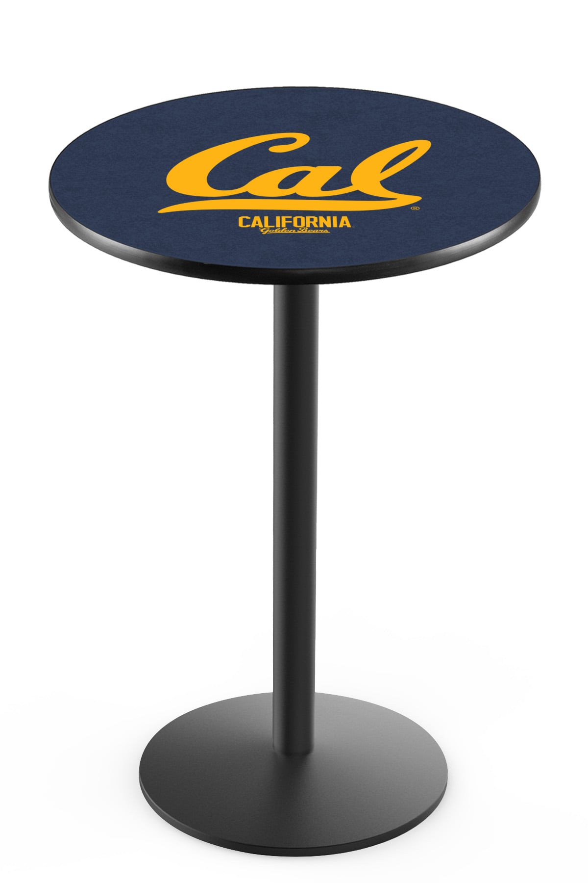 L214 University of California 36" Tall - 36" Top Pub Table with Black Wrinkle Finish