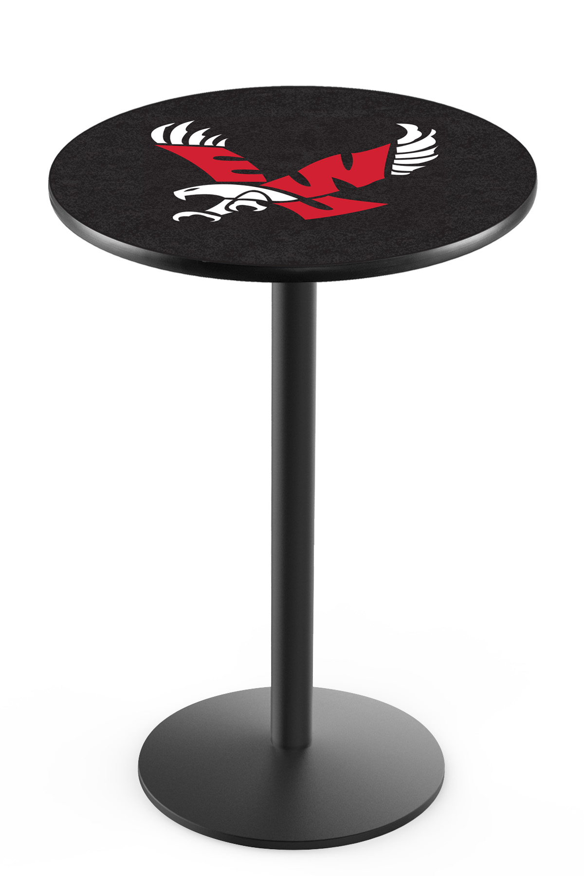 L214 Eastern Washington University 36" Tall - 36" Top Pub Table with Black Wrinkle Finish