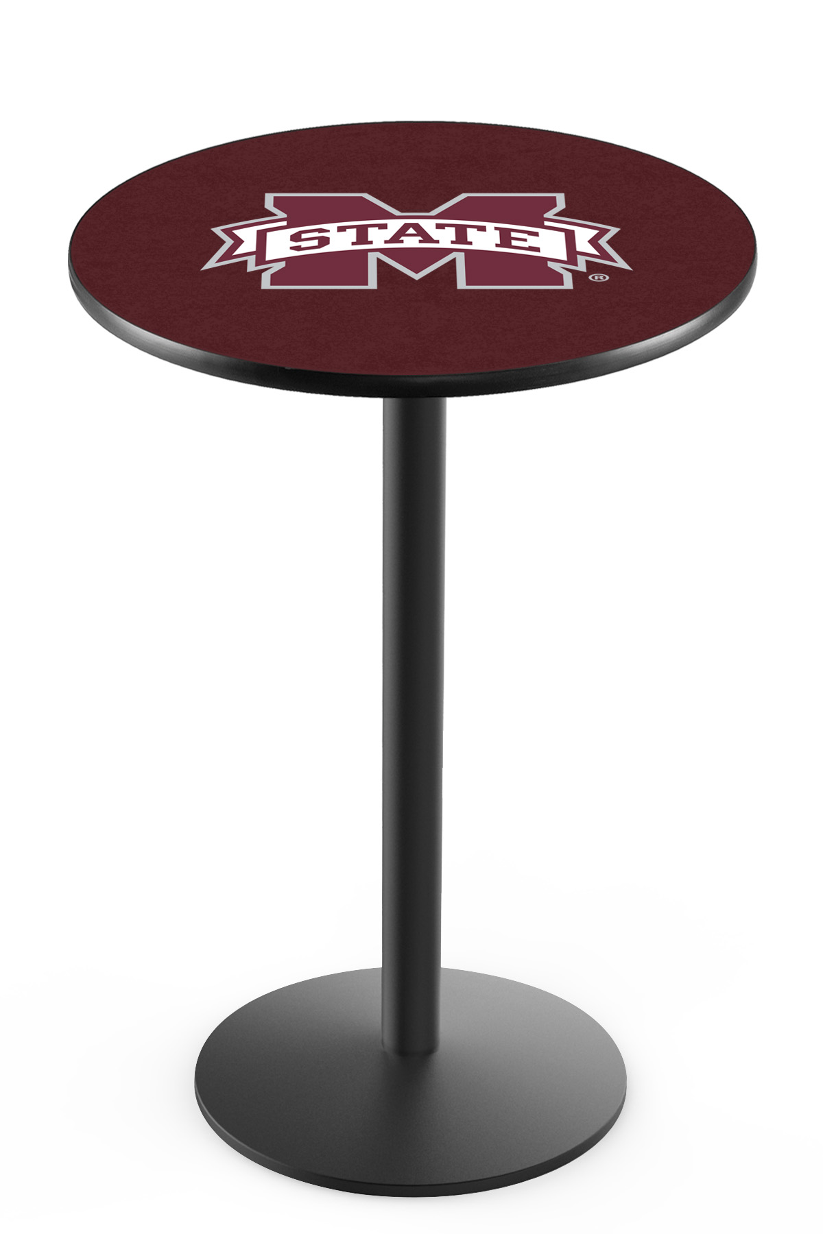 L214 Mississippi State University 36" Tall - 36" Top Pub Table with Black Wrinkle Finish