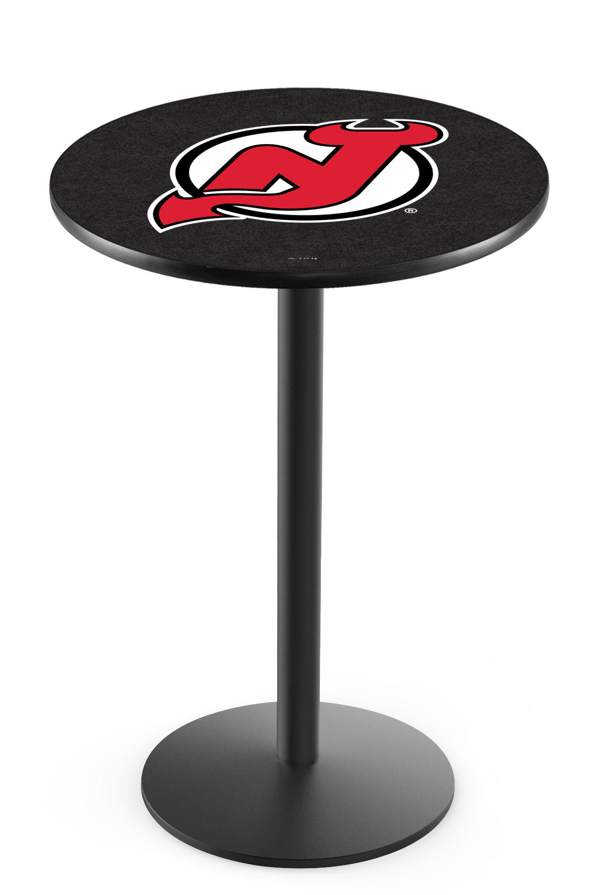 L214 New Jersey Devils 36" Tall - 36" Top Pub Table with Black Wrinkle Finish