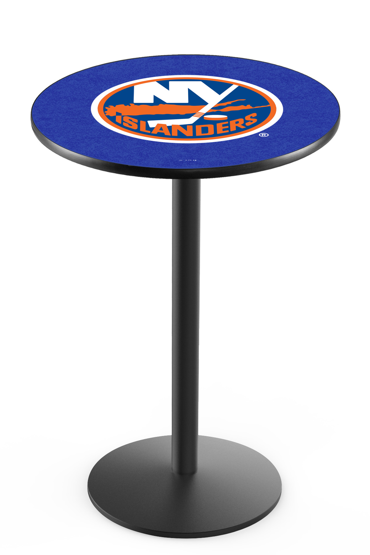 L214 New York Islanders 36" Tall - 36" Top Pub Table with Black Wrinkle Finish