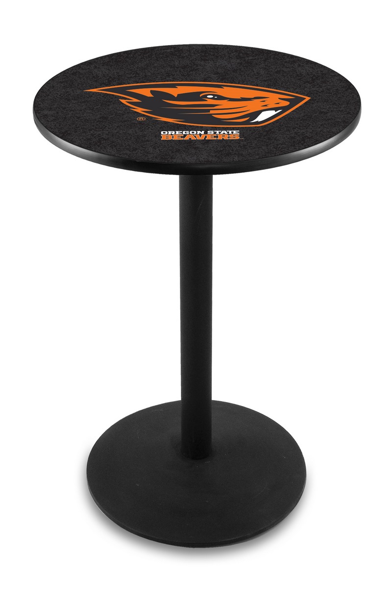 L214 Oregon State University 36" Tall - 36" Top Pub Table with Black Wrinkle Finish