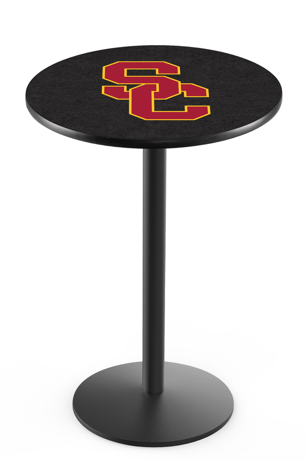 L214 University of Southern California 36" Tall - 36" Top Pub Table with Black Wrinkle Finish