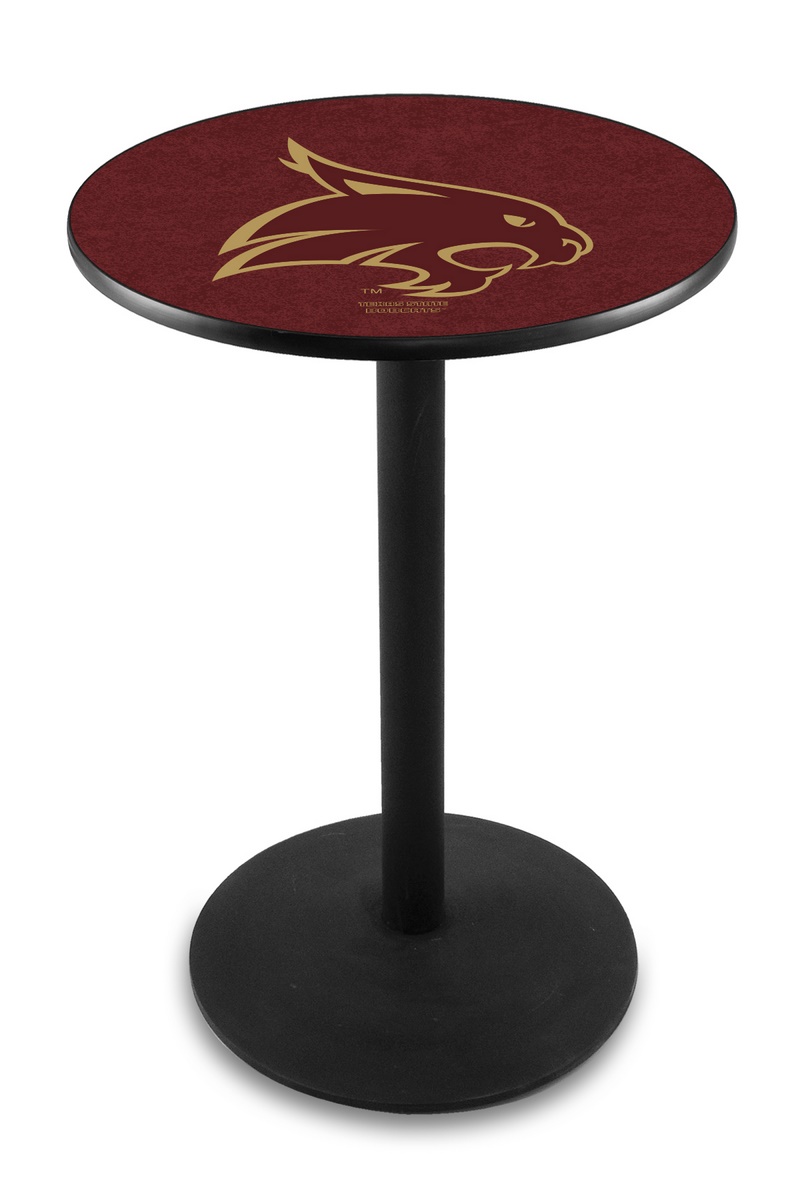 L214 Texas State University 36" Tall - 36" Top Pub Table with Black Wrinkle Finish