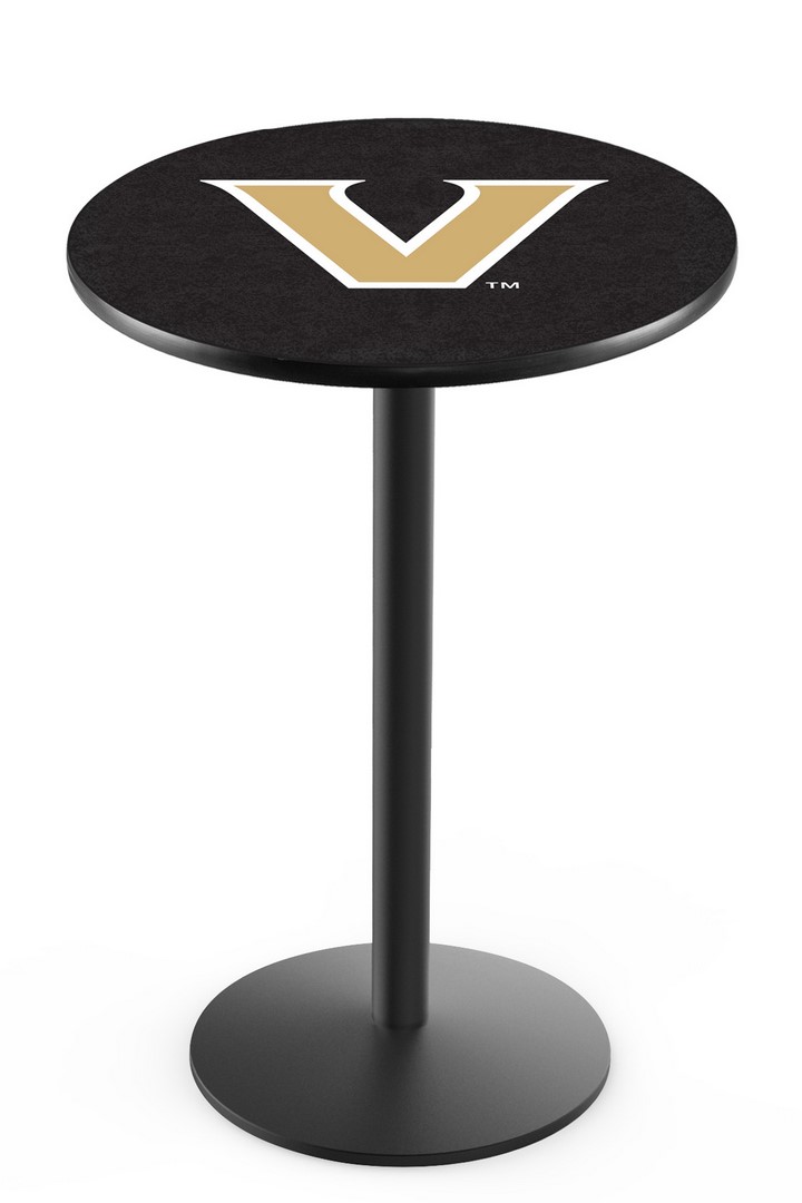 L214 Vanderbilt University 36" Tall - 36" Top Pub Table with Black Wrinkle Finish