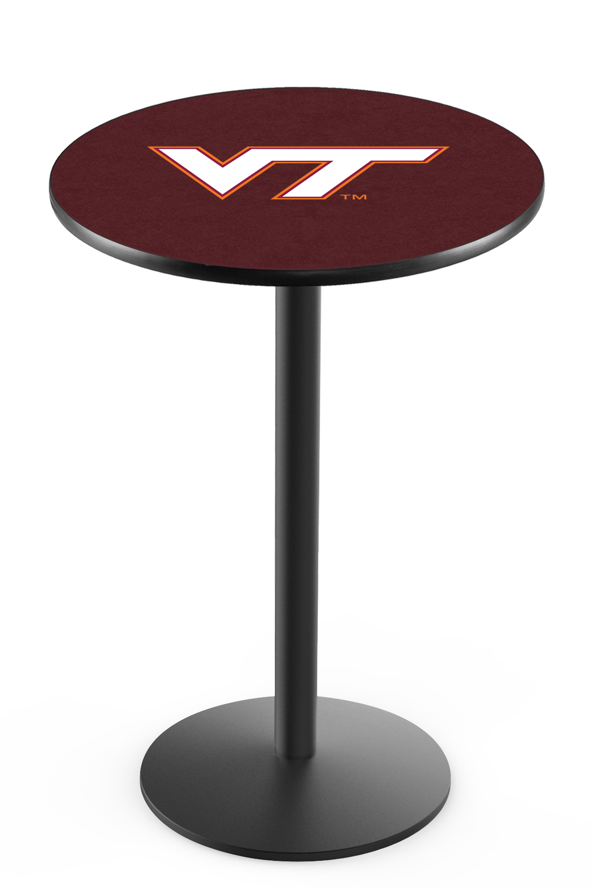 L214 Virginia Tech University 36" Tall - 36" Top Pub Table with Black Wrinkle Finish