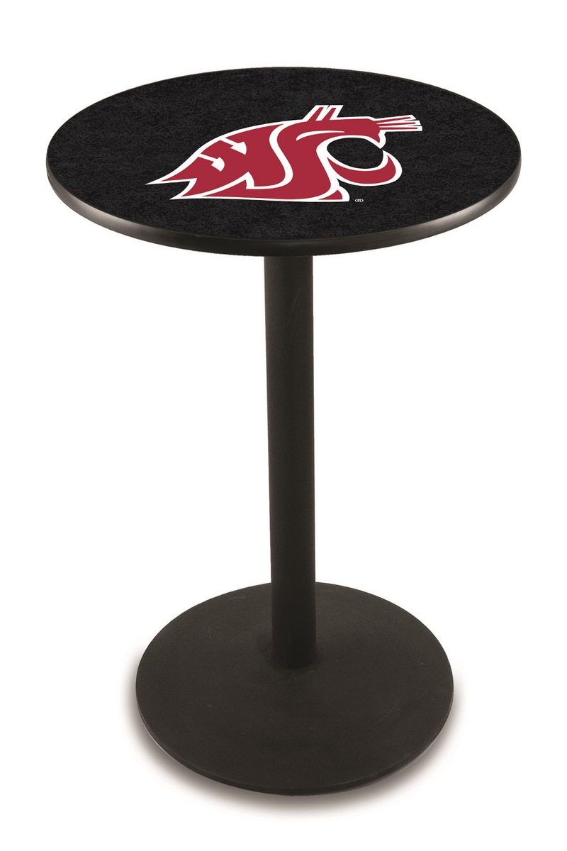 L214 Washington State University 36" Tall - 36" Top Pub Table with Black Wrinkle Finish