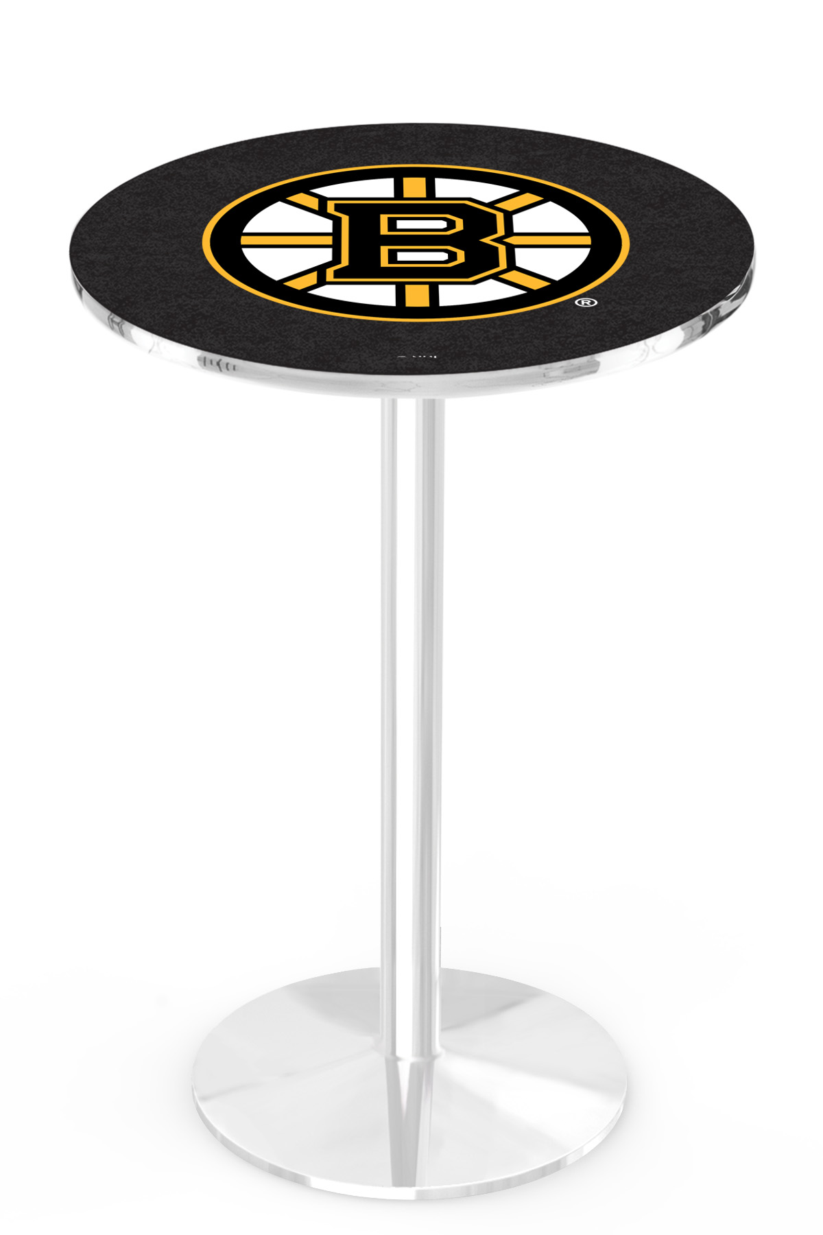 L214 Boston Bruins 36" Tall - 36" Top Pub Table with Chrome Finish
