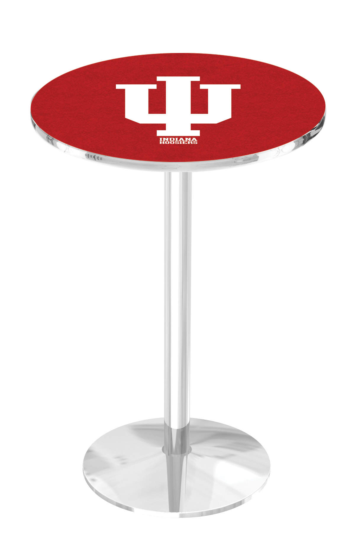 L214 Indiana University 36" Tall - 36" Top Pub Table with Chrome Finish