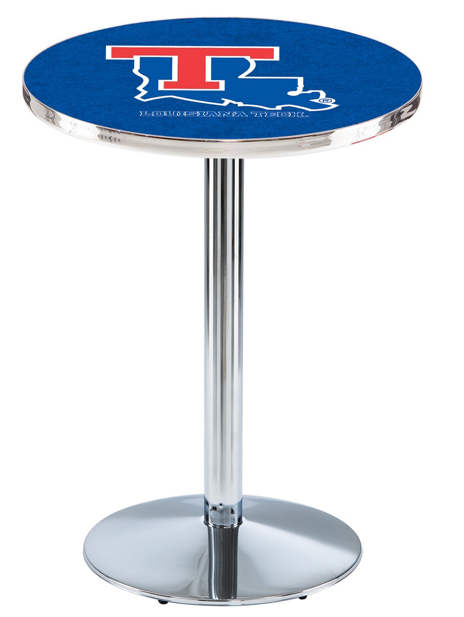 L214 Louisiana Tech University 36" Tall - 36" Top Pub Table with Chrome Finish