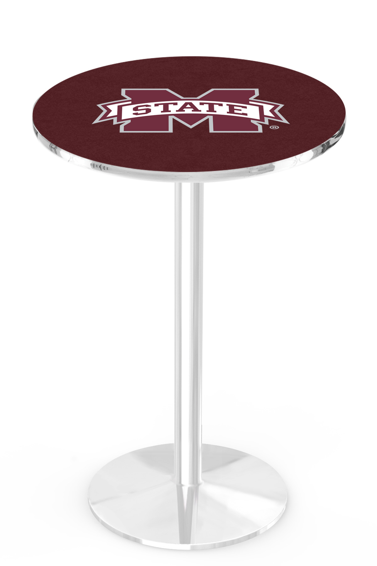 L214 Mississippi State University 36" Tall - 36" Top Pub Table with Chrome Finish