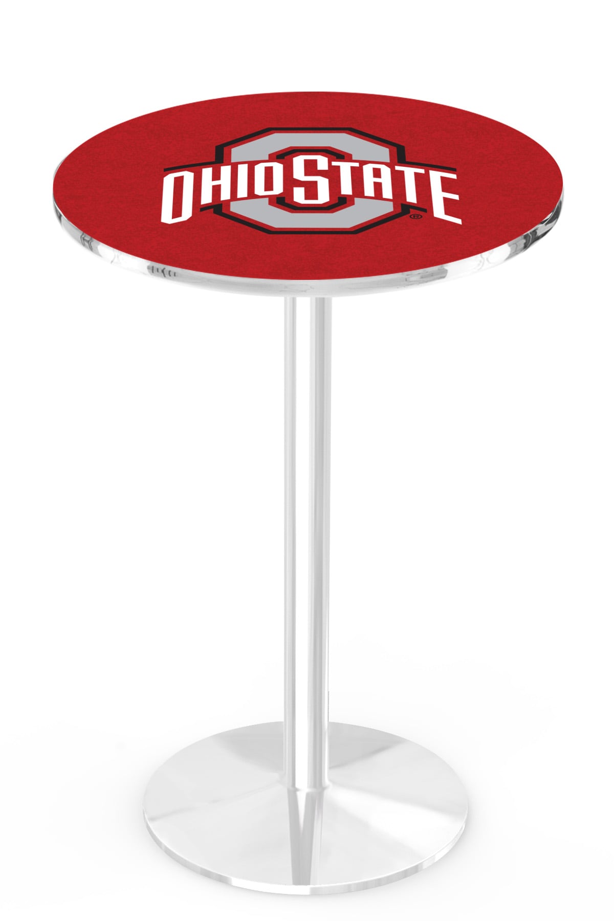 L214 Ohio State University 36" Tall - 36" Top Pub Table with Chrome Finish