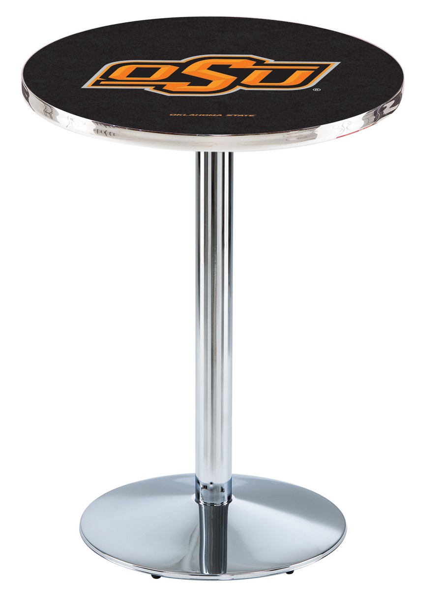 L214 Oklahoma State University 36" Tall - 36" Top Pub Table with Chrome Finish