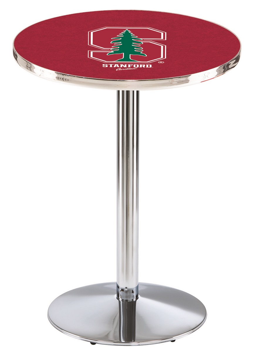 L214 Stanford University 36" Tall - 36" Top Pub Table with Chrome Finish