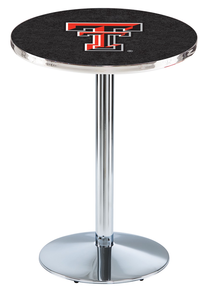L214 Texas Tech University 36" Tall - 36" Top Pub Table with Chrome Finish