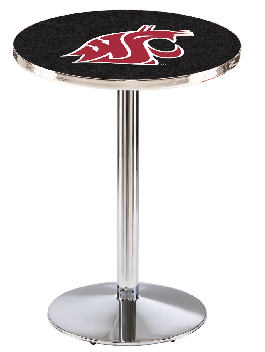 L214 Washington State University 36" Tall - 36" Top Pub Table with Chrome Finish