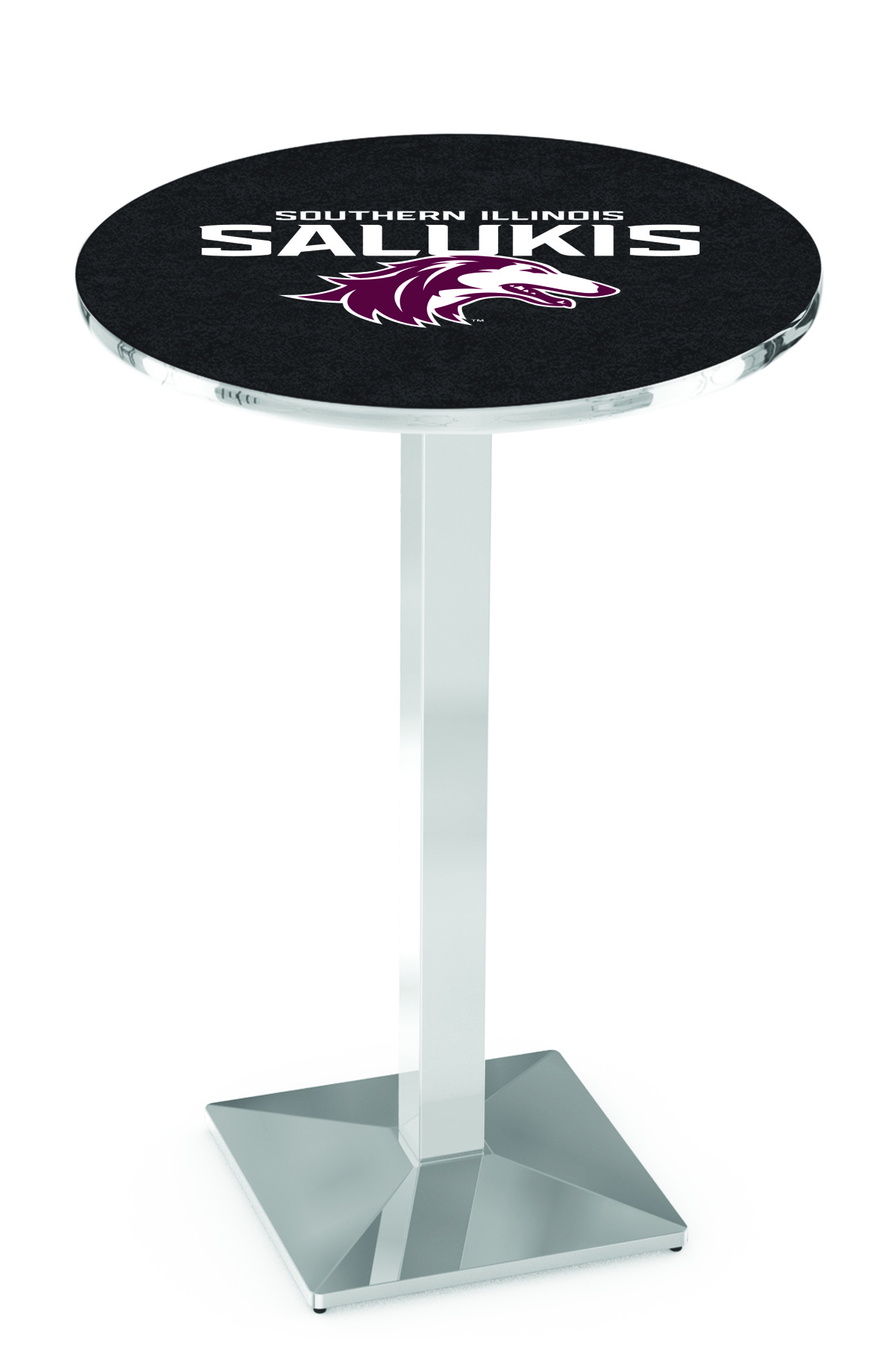 L217 Southern Illinois University 42" Tall - 30" Top Pub Table with Chrome Finish