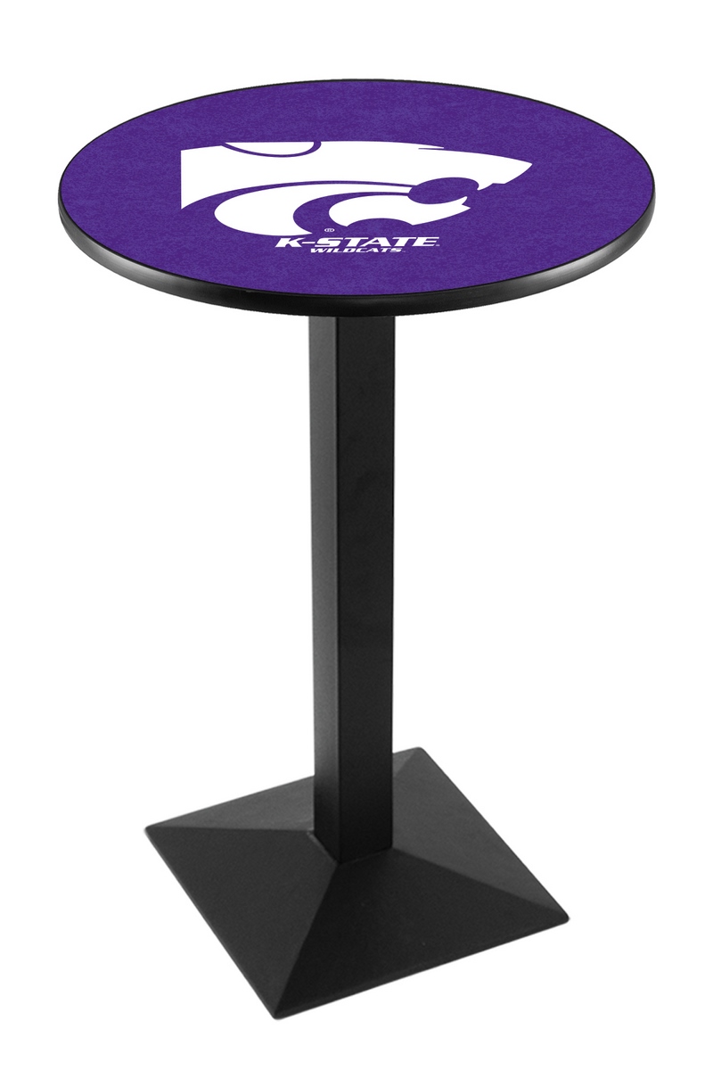 L217 Kansas State University 36" Tall - 36" Top Pub Table with Black Wrinkle Finish