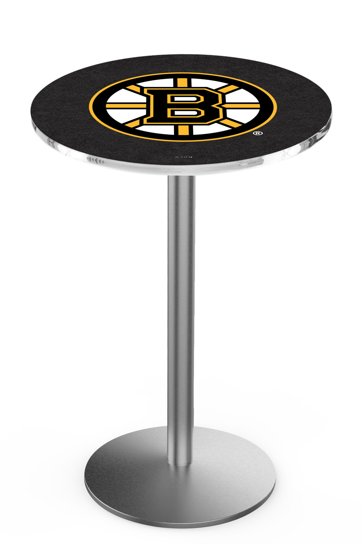L214 Boston Bruins 36" Tall - 36" Top Pub Table with Stainless Finish